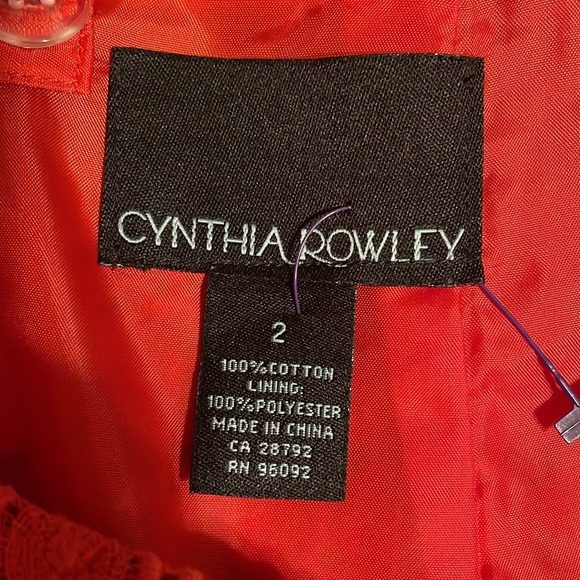 •CYNTHIA ROWLEY•TOMATO GEOMETRIC CROCHET PATTERN 100% LINED PENCIL SKIRT SIZE 2 - Picture 7 of 9